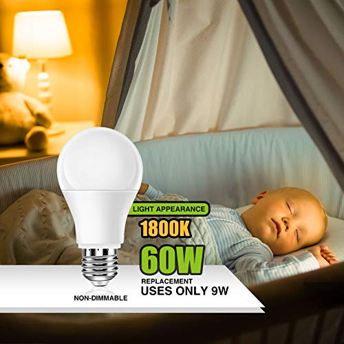 Neporal Amber Light Bulbs, 9W 60W Equivalent A19, Blue Light Blocking Soft Warm Light Bulbs, 1800K Amber Night Light, Dim Light for Healthy Sleep and Baby Nursery - Image 5