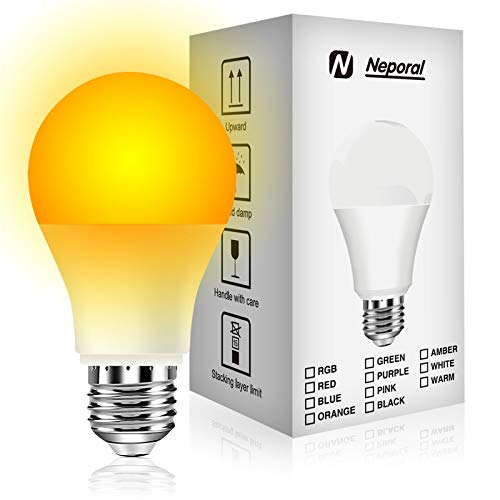 Neporal Amber Light Bulbs, 9W 60W Equivalent A19, Blue Light Blocking Soft Warm Light Bulbs, 1800K Amber Night Light, Dim Light for Healthy Sleep and Baby Nursery - Image 1
