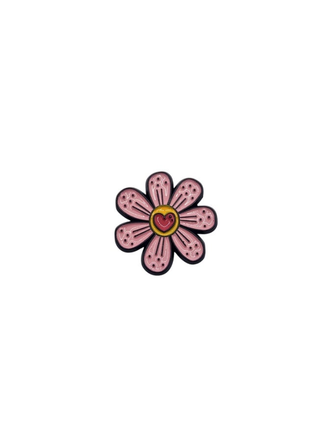 Kipfy Pink Flower Heart Metal Sticker for Car, Laptop, Water Bottle, Mobile Phone & Notebook | Self-Adhesive - Image 1