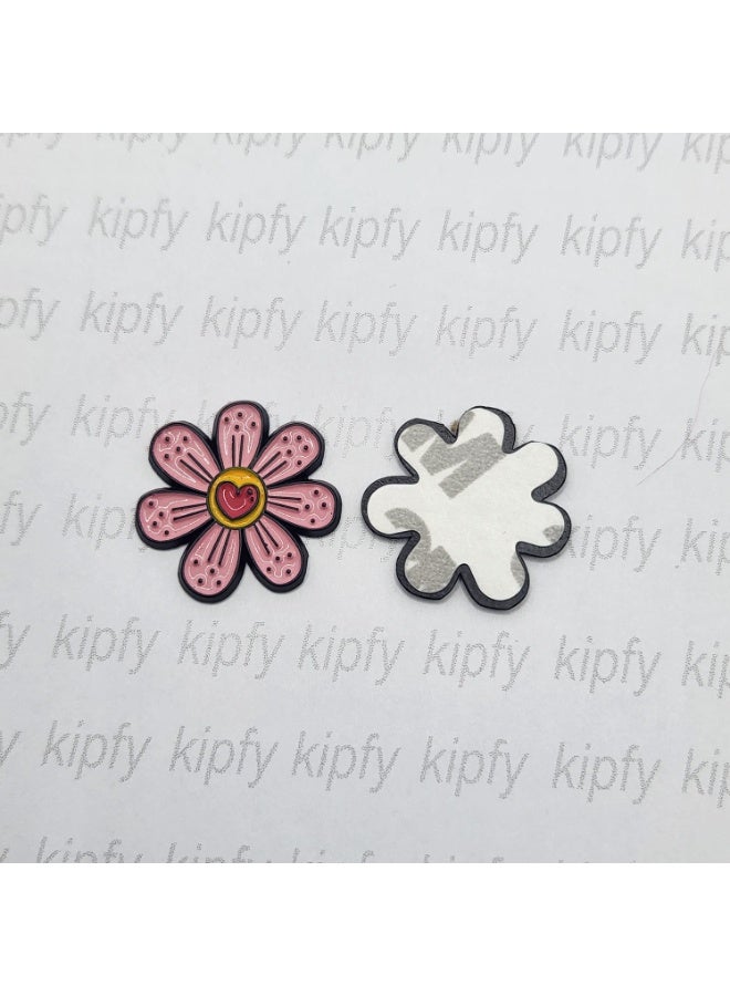Kipfy Pink Flower Heart Metal Sticker for Car, Laptop, Water Bottle, Mobile Phone & Notebook | Self-Adhesive - Image 2