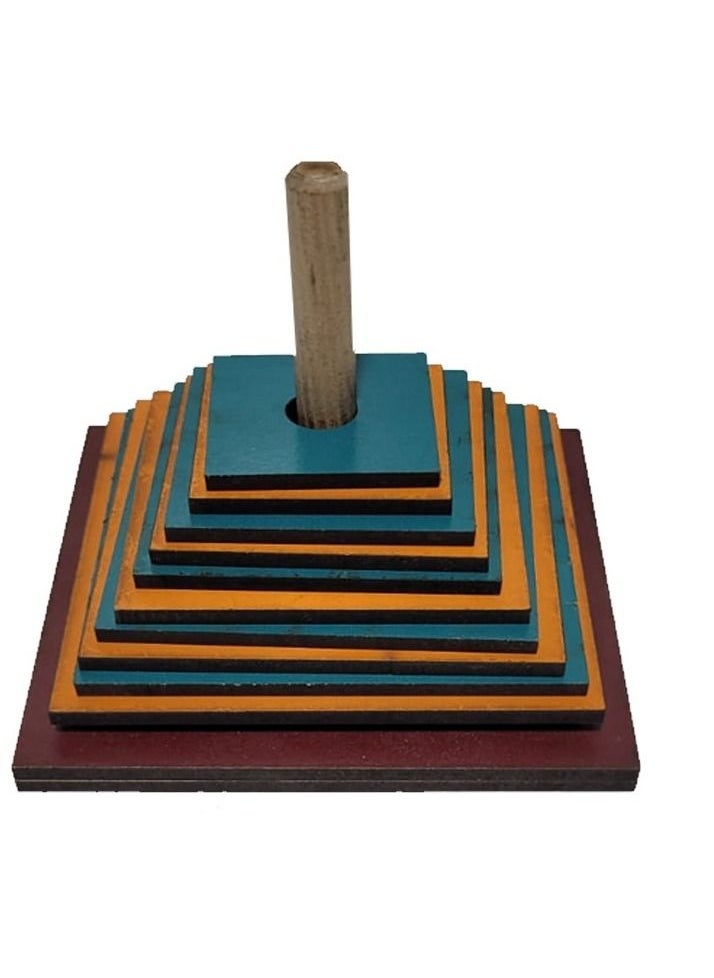 Toys Wooden Square Rings Pyramid 11 Pcs  - Image 1