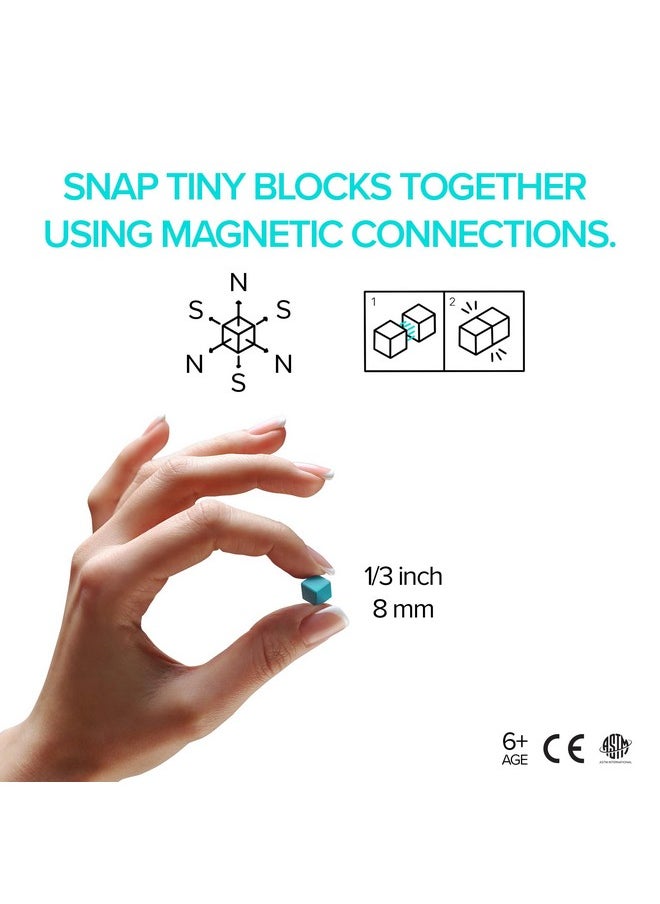 PIXIO PIXIO-100 - Tiny Magnetic Blocks Building Toy in The Pixel Art Style with Free App - 5/16" Plastic Cubes with 6 Magnets Inside - Open Ended Toy - Creativity Toy for Ages 6+  - Image 4