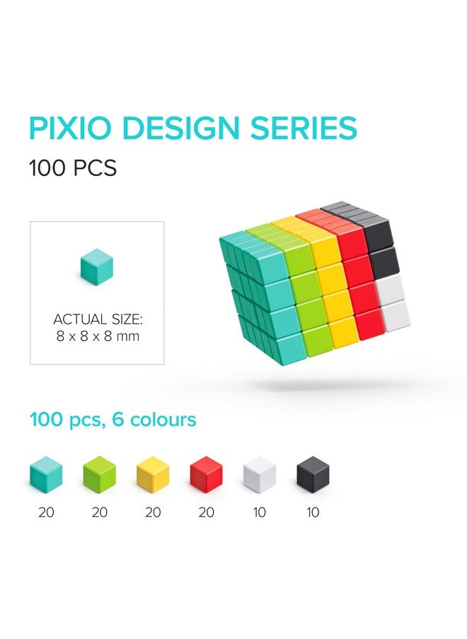 PIXIO PIXIO-100 - Tiny Magnetic Blocks Building Toy in The Pixel Art Style with Free App - 5/16" Plastic Cubes with 6 Magnets Inside - Open Ended Toy - Creativity Toy for Ages 6+  - Image 2