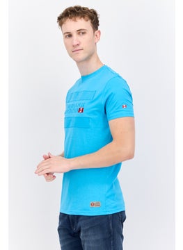 Canadian Peak Men Round Neck Short Sleeve Brand Logo T-Shirt, Turquoise  - Image 4