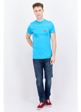 Canadian Peak Men Round Neck Short Sleeve Brand Logo T-Shirt, Turquoise  - Image 3