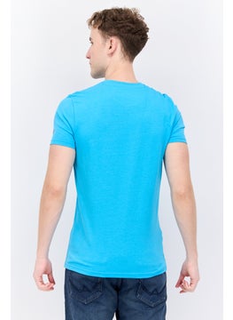 Canadian Peak Men Round Neck Short Sleeve Brand Logo T-Shirt, Turquoise  - Image 2