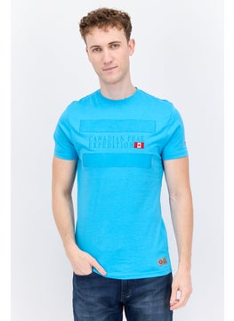 Canadian Peak Men Round Neck Short Sleeve Brand Logo T-Shirt, Turquoise  - Image 1
