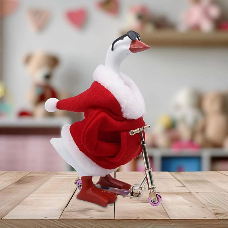 i-Beeboo 3Pcs 7inch Desktop Goose Christmas Hoodie Accessories Set, Outfits with Red Hoodie, Scooter, Sunglasses, Mini Desk Decor - Image 2