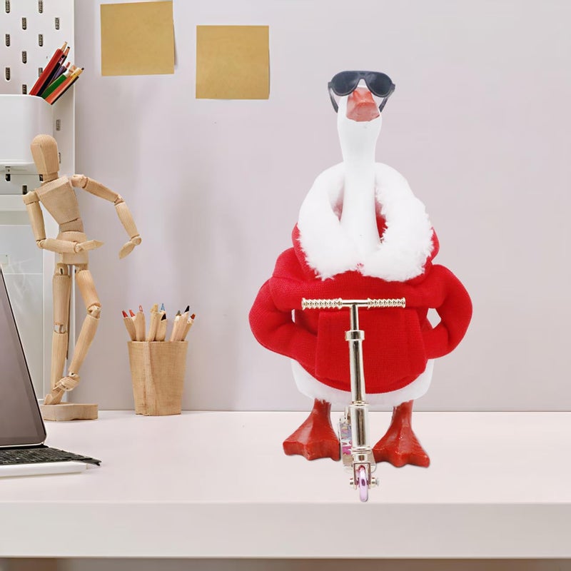 i-Beeboo 3Pcs 7inch Desktop Goose Christmas Hoodie Accessories Set, Outfits with Red Hoodie, Scooter, Sunglasses, Mini Desk Decor - Image 5