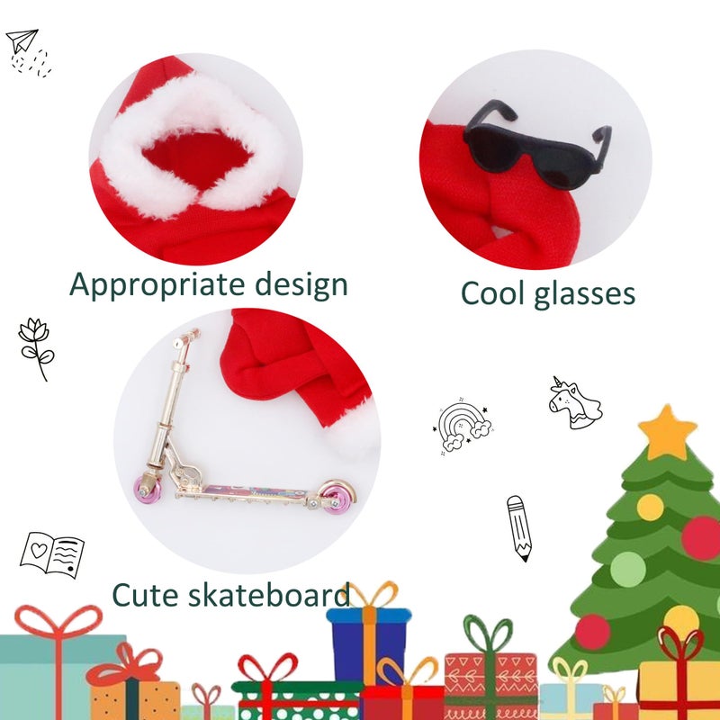 i-Beeboo 3Pcs 7inch Desktop Goose Christmas Hoodie Accessories Set, Outfits with Red Hoodie, Scooter, Sunglasses, Mini Desk Decor - Image 3