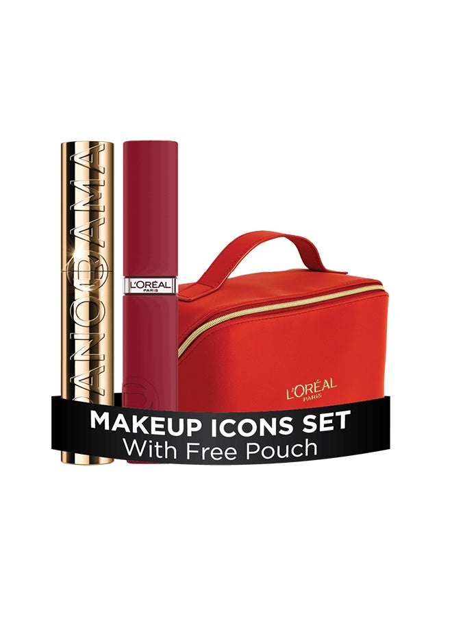 L'OREAL PARIS Infaillible Matte Resistance Liquid Lipstick With Hyaluronic Acid - 500 Wine Note? & L’Oréal Paris Volume Million Lashes Panorama Mascara in Black Bundle - Image 1