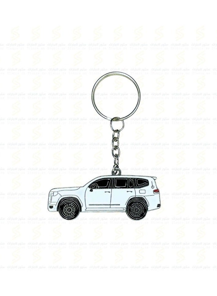 Toyota Land Cruiser 2 Designed Keychain White - Image 1