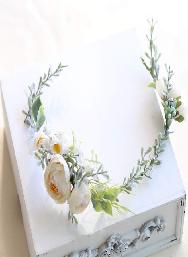 FIDDY898 Flower Crown Greenery Boho Headband Festival Wedding Flower Girl Headpiece Wreath Photo Hair Prop Headpiece - Image 4