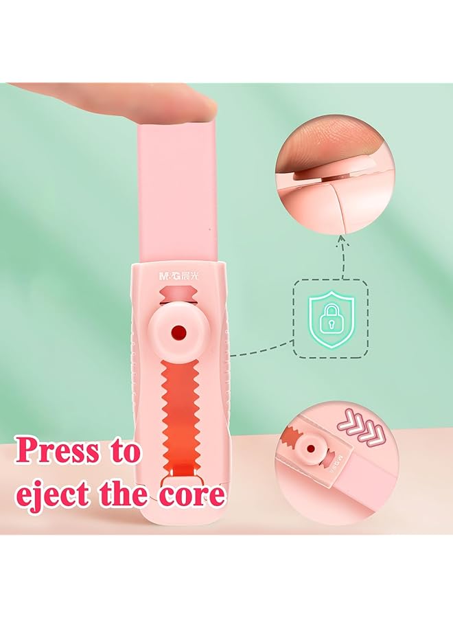 erorex 4+1 Pack Sliding Rubber Erasers 4 Refill Not Easy To Break Soft Erasers Push Pull Large Pencil Erasers With Exquisite Plastic Sleeve For School Students Kids Office Home Supplies Pink  - Image 3
