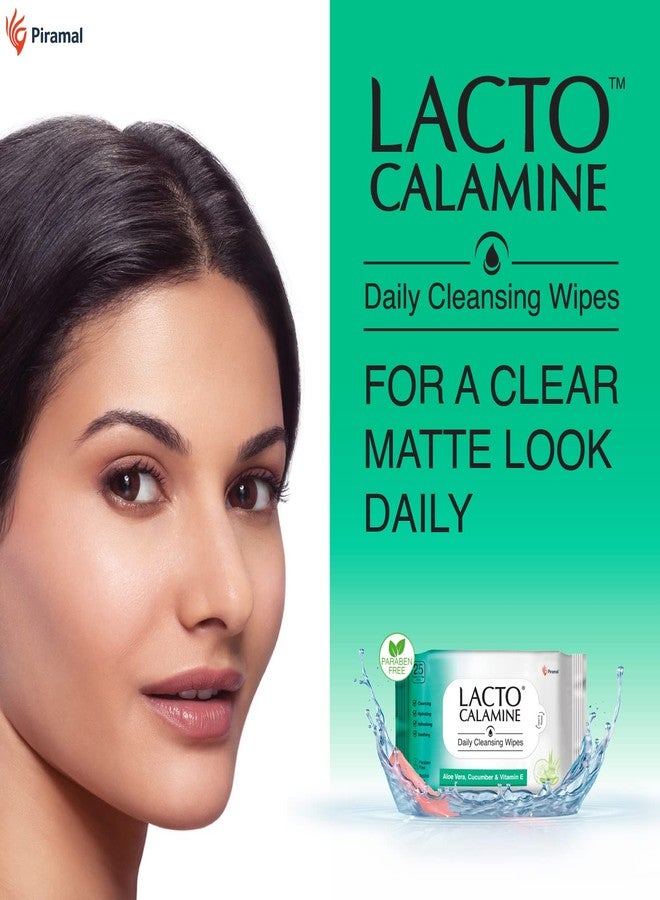 Lacto Calamine Daily Face Cleansing Wipes, White, Pack of 3, 75 Count & Lacto Calamine Cucumber Face Toner with Green Tea & Niacinamide - 120 ml x Pack of 1 - Image 3
