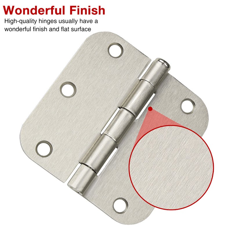 TDCHINGES 30 Pack Rounded Satin Door Hinges Brushed Nickel 3.5 Inch Interior 3 1/2 Inch 5/8" Radius Corners Iron Bifold Silver Residential Bed Room Hinge for Doors Hardware Controls House Decor Accessories - Image 3