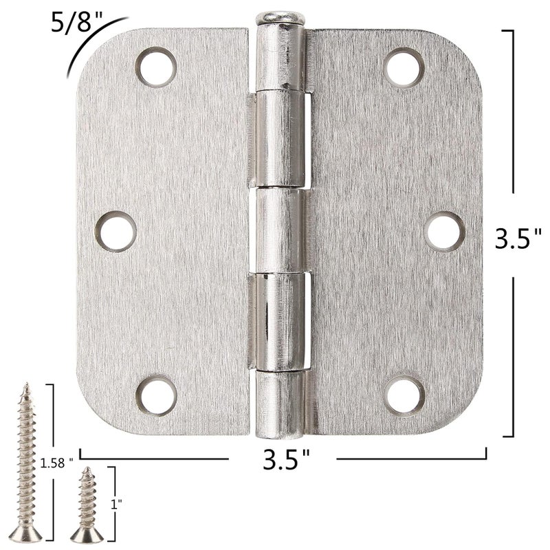 TDCHINGES 30 Pack Rounded Satin Door Hinges Brushed Nickel 3.5 Inch Interior 3 1/2 Inch 5/8" Radius Corners Iron Bifold Silver Residential Bed Room Hinge for Doors Hardware Controls House Decor Accessories - Image 5