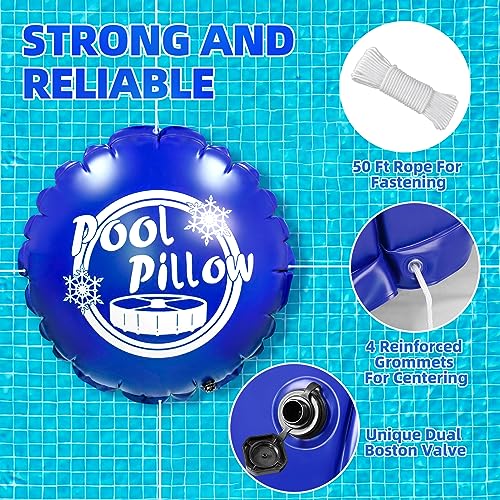 AISunGoo 4 x 4 Ft Pool Pillows for Above Ground Pool Winterize Closing Kit for Winter Pool Cover Extra Durable & Cold Resistant 0.4mm PVC (27 Gauge) Pool Air Pillow for Winterizing with 50 Ft Rope - Image 5