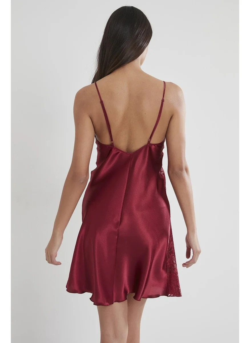 pierre cardin 624 Satin Nightgown - Claret Red