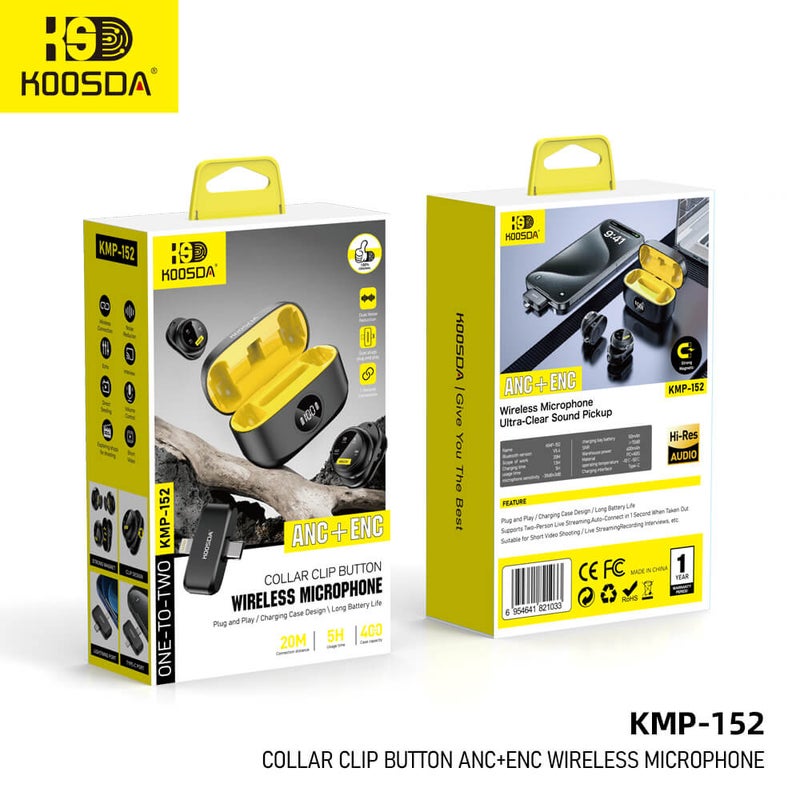 KOOSDA KMP-152 Clip-On Wireless Microphone – ANC & ENC for Professional Sound Quality - Image 4