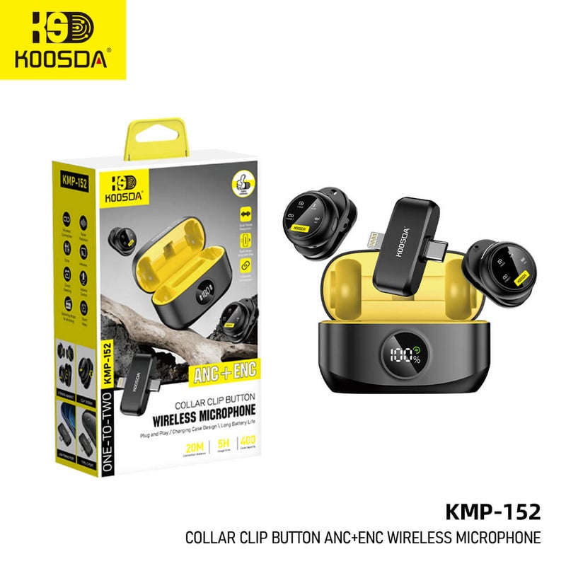 KOOSDA KMP-152 Clip-On Wireless Microphone – ANC & ENC for Professional Sound Quality - Image 3
