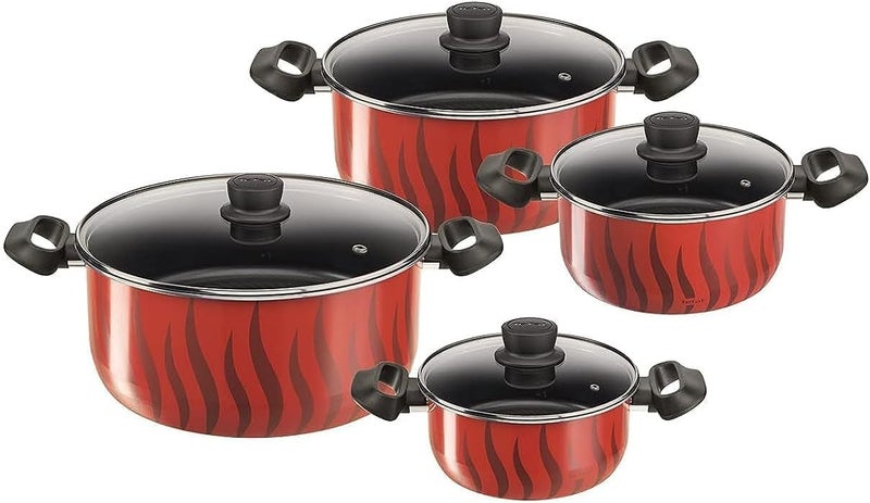 تيفال مجموعة أواني طهي TEFAL (8 قطع) بأحجام 18/22/26/30 سم | طبقة غير لاصقة آمنة | مصنوعة في فرنسا | تشمل أغطية للطهي | ضمان لمدة سنتين | رقم المنتج: C3079082 - Image 1