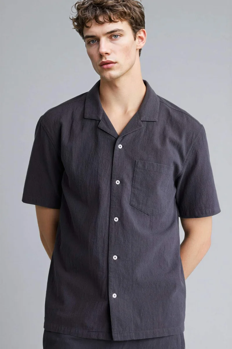 ديفاكتو Regular Fit 100% Cotton Muslin Shirt