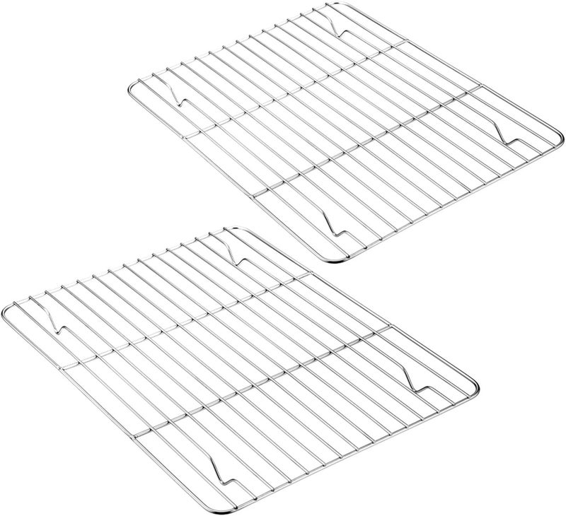 E-far Baking Cooling Rack Set of 2, E-far Stainless Steel Metal Roasting Cooking Racks, Size - 11.6'' x 9'', Non Toxic & Rust Free, Oven & Dishwasher Safe - Image 1