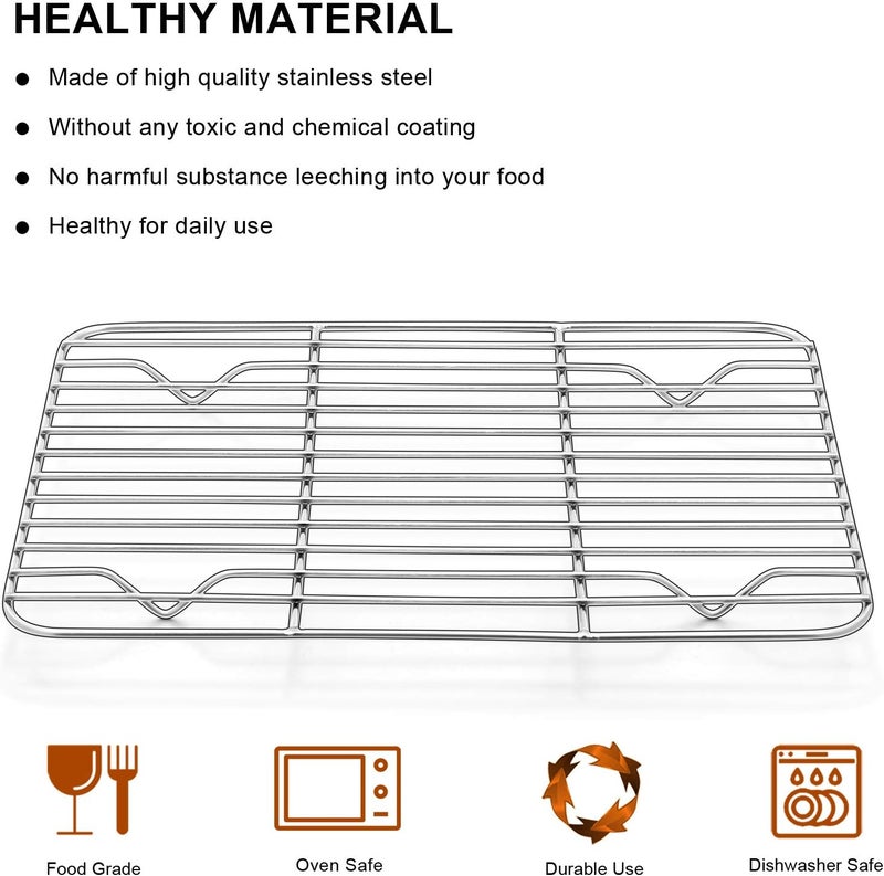 E-far Baking Cooling Rack Set of 2, E-far Stainless Steel Metal Roasting Cooking Racks, Size - 11.6'' x 9'', Non Toxic & Rust Free, Oven & Dishwasher Safe - Image 4