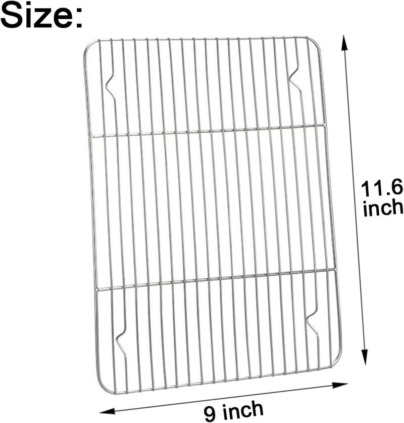 E-far Baking Cooling Rack Set of 2, E-far Stainless Steel Metal Roasting Cooking Racks, Size - 11.6'' x 9'', Non Toxic & Rust Free, Oven & Dishwasher Safe - Image 2
