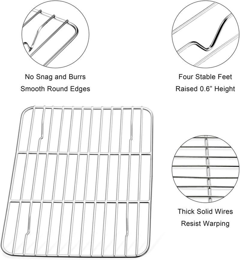 E-far Baking Cooling Rack Set of 2, E-far Stainless Steel Metal Roasting Cooking Racks, Size - 11.6'' x 9'', Non Toxic & Rust Free, Oven & Dishwasher Safe - Image 3