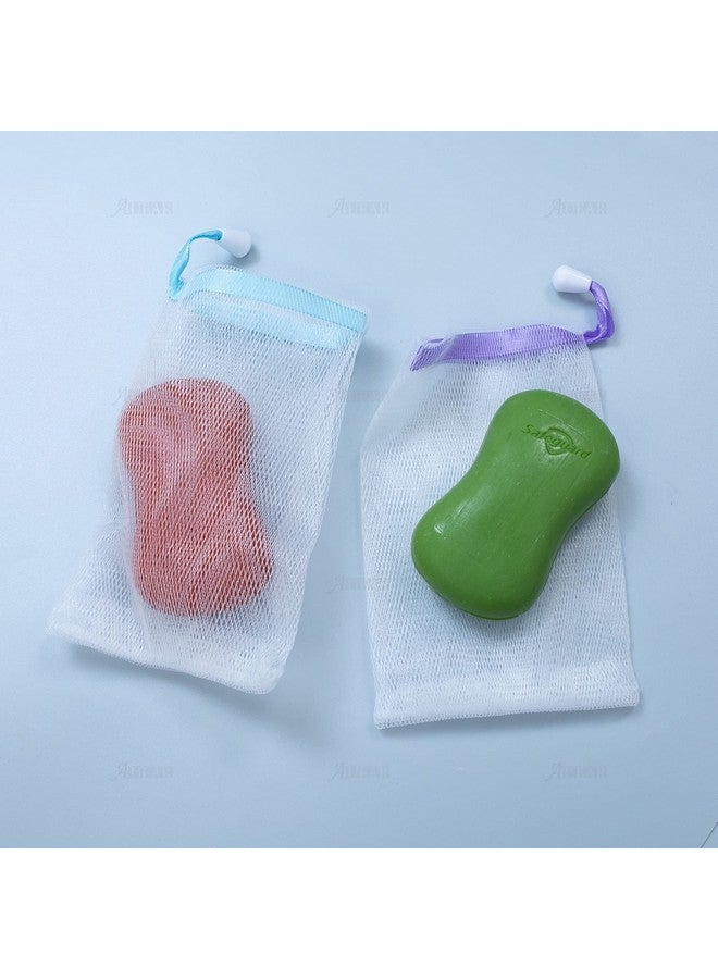 AUEAR 20 Pack Handmade Soap Exfoliating Mesh Soap Pouch Saver Bag Double Layer Bubble Foam Net Drawstring Holder Bags Bubble Mesh Bags (Assorted Colors) - Image 4