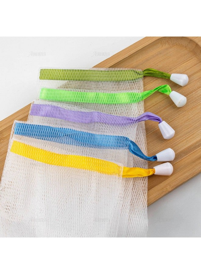 AUEAR 20 Pack Handmade Soap Exfoliating Mesh Soap Pouch Saver Bag Double Layer Bubble Foam Net Drawstring Holder Bags Bubble Mesh Bags (Assorted Colors) - Image 3