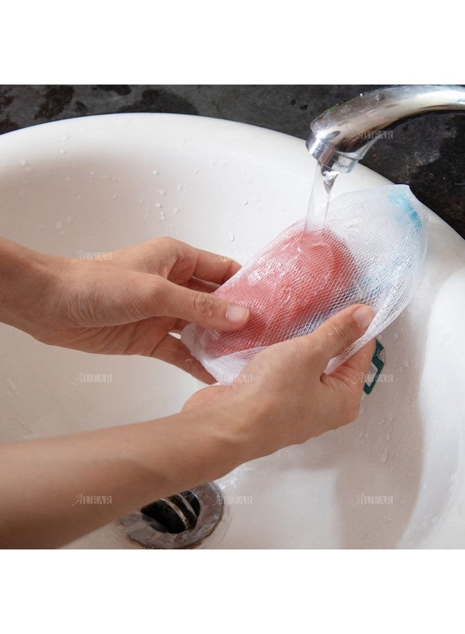 AUEAR 20 Pack Handmade Soap Exfoliating Mesh Soap Pouch Saver Bag Double Layer Bubble Foam Net Drawstring Holder Bags Bubble Mesh Bags (Assorted Colors) - Image 5
