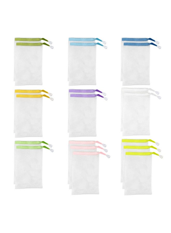 AUEAR 20 Pack Handmade Soap Exfoliating Mesh Soap Pouch Saver Bag Double Layer Bubble Foam Net Drawstring Holder Bags Bubble Mesh Bags (Assorted Colors) - Image 1