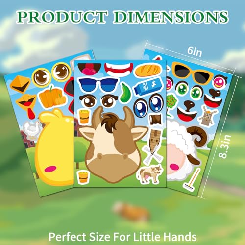 Ozepao 36 Pcs Farm Animals Make-A-Face Sticker Sheets | Mix & Match Your Own Farm Animal Stickers for Kids Ages 2-6 | Farm Animal Party Supplies, Birthday Decorations, Crafts & Activities - Image 5