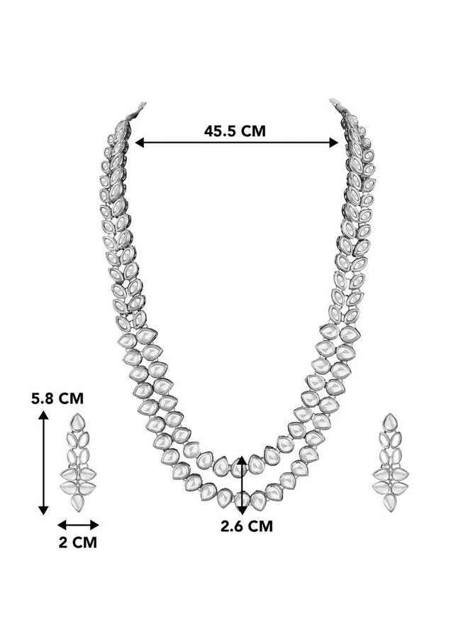 Aheli - Fancy Party Wear Long Kundan Necklace Earring Set Ethnic Indian Bollywood Fashion Jewelry For Women - Image 1
