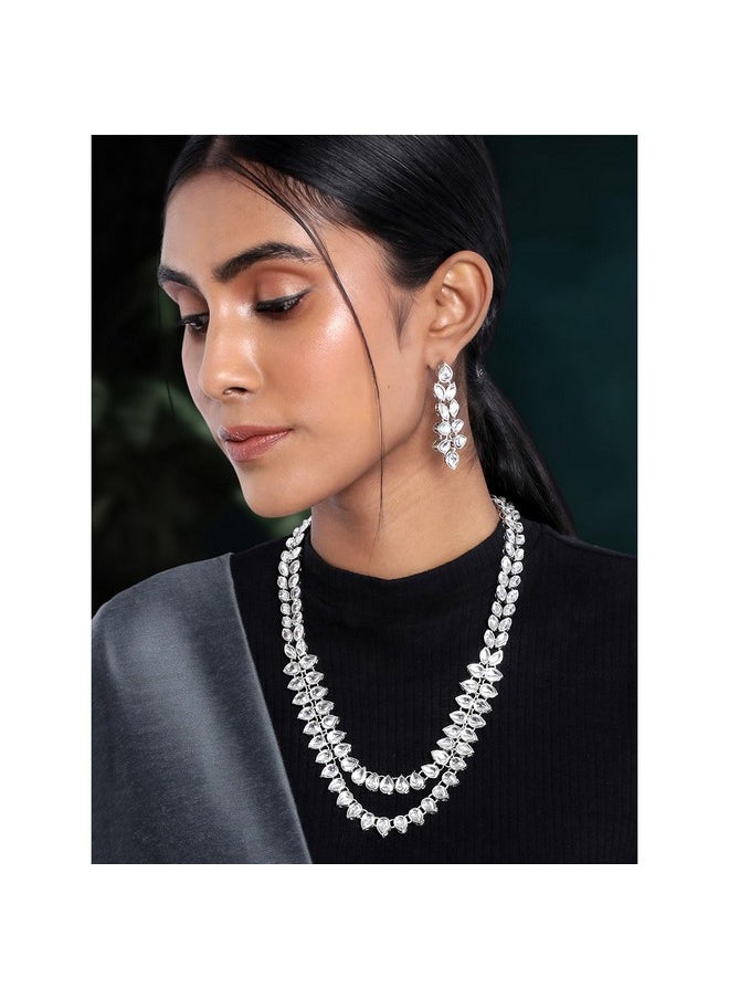 Aheli - Fancy Party Wear Long Kundan Necklace Earring Set Ethnic Indian Bollywood Fashion Jewelry For Women - Image 1