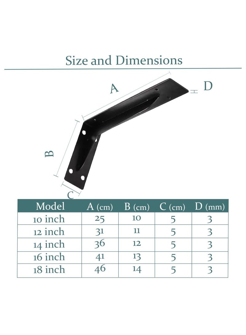 VIXEL Heavy Duty Shelf Brackets Corrosion-Resistant Reinforced and Sturdy Brackets for Shelf and Table Work Bench 14 inch 2 piece set - Image 4
