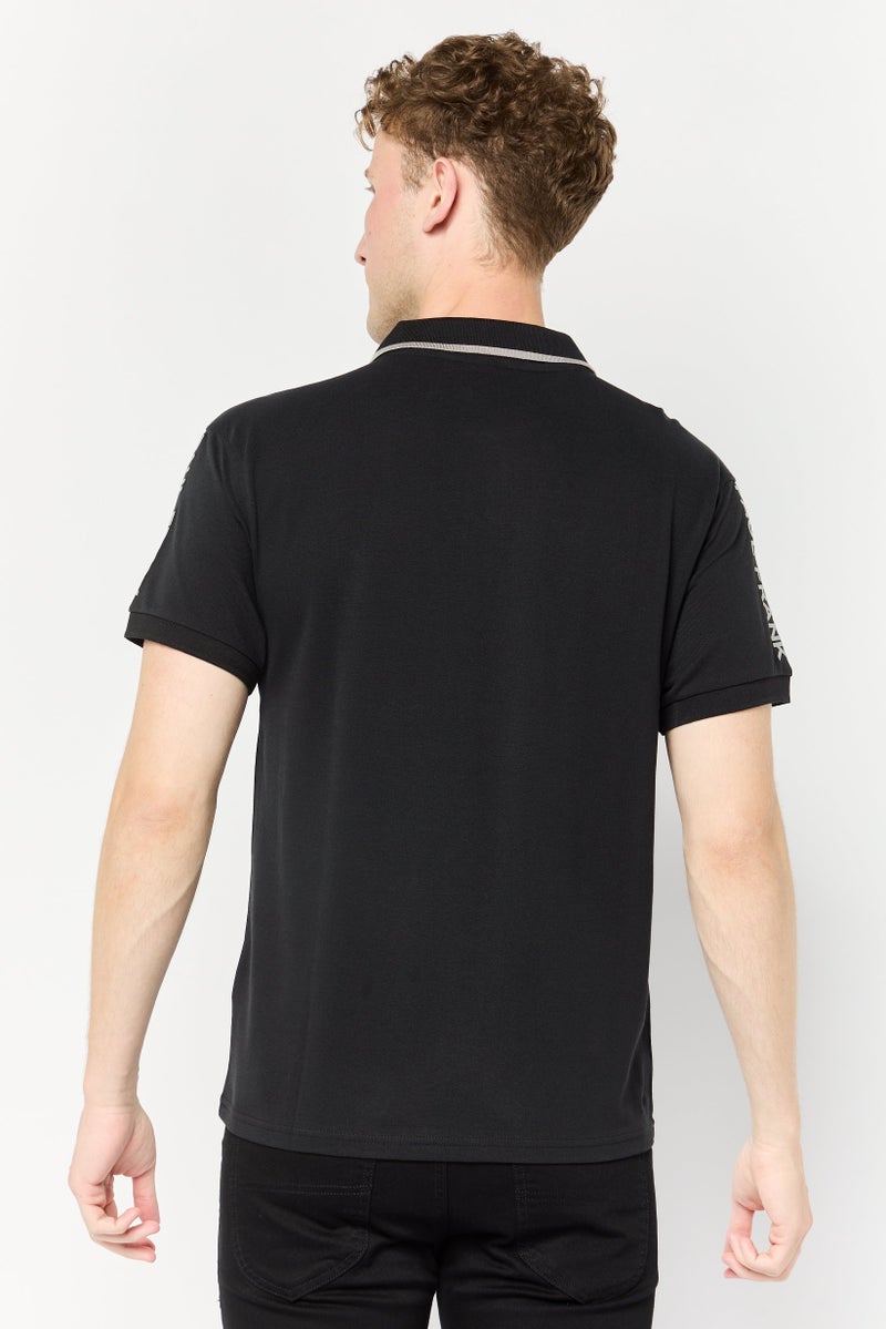 Paul Frank Men Regular Fit Brand Logo Short Sleeves Polo Shirt, Black - Image 2