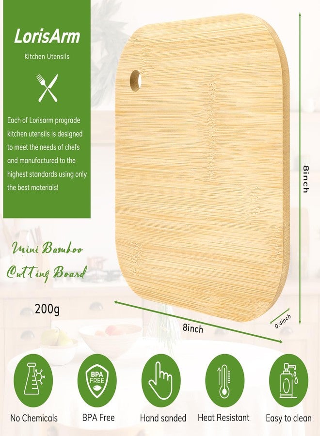 LorisArm Small Bamboo Wood Cutting Board 8"Mini Lightweight Wooden chopping boards for Fruit, Vegetable, Camping Trip. - Image 2