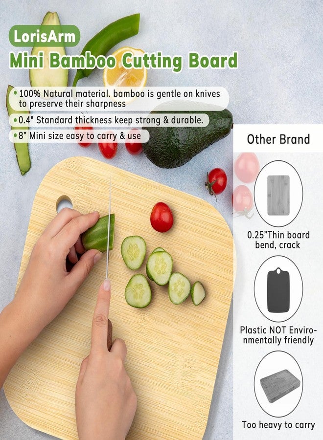 LorisArm Small Bamboo Wood Cutting Board 8"Mini Lightweight Wooden chopping boards for Fruit, Vegetable, Camping Trip. - Image 5