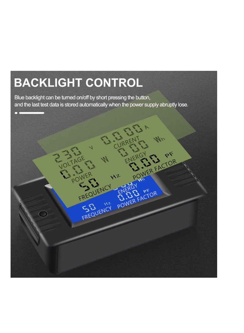 Excefore AC Power Meter, 80-260V 100A Voltage Current Color LCD Display Panel, Current Voltage Amperage Energy Meter Monitor, Digital Ammeter Voltmeter with Split Core Current Transformer CT, AC 100A Meter  - Image 3