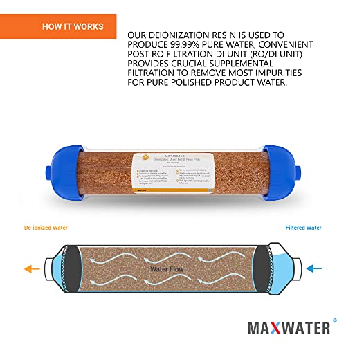 Max Water Mixed Bed Ion Exchange RODI Aquarium Filter Resin Replacement Cartridge, Compatible with 10" Reverse Osmosis Water Filtration System - Image 4