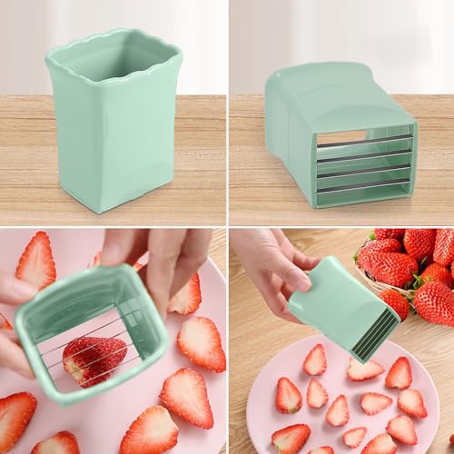 CEHNCEH 1PCS Fruit Slicer Cup Strawberry Slicer, Cup Slicer Strawberries Cutter Cup, Speed Cutter for Banana Grape Egg Kitchen Portable Slicing Tool - Image 2