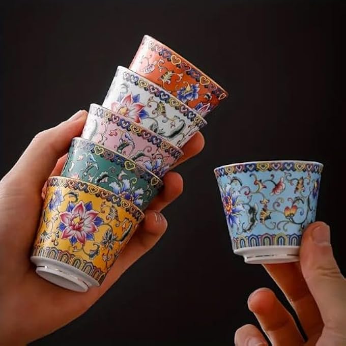 rayihni Ceramic Enamel Tea Cup With Gift Box Classical Style Chinese Tea Cup Personalized Tea Bowl For Exquisite Holiday Gift - Image 5