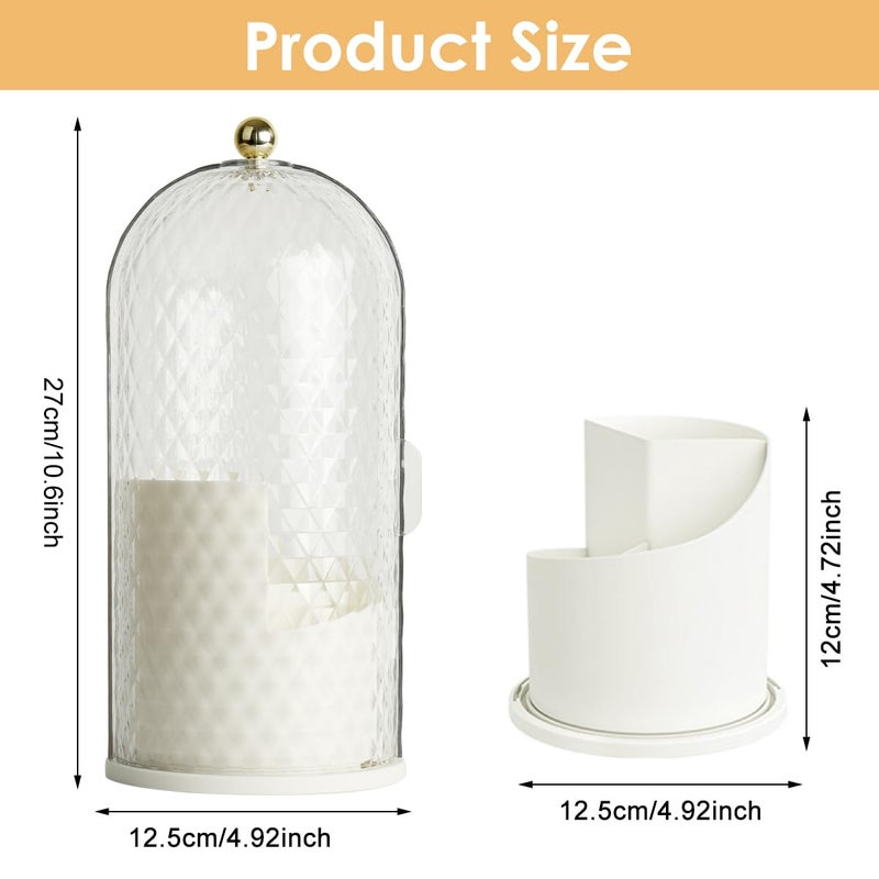 M'AYCREATE ® Makeup Brush Holder with Lid 360 Rotating Dustproof Cosmetic Tools Organizer Clear Skincare Storage for Vanity Desktop Bathroom Countertop White - Image 2
