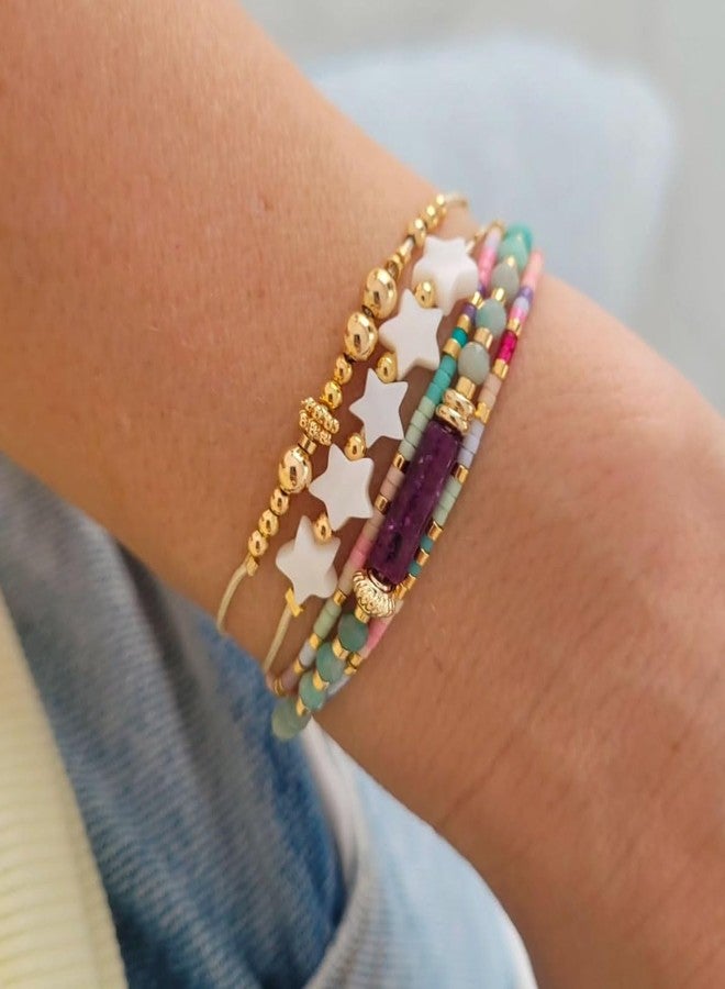 KELITCH Natural stone Crystal Bracelets Seed Beaded Bracelets Woven Friendship Bracelets for Women - Image 2