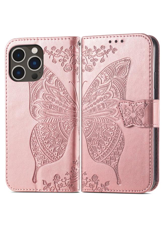 S-TOP Case For iPhone 15 Pro Max Butterfly Love Flower Embossed Leather Phone Case - Image 2