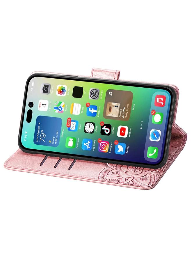 S-TOP Case For iPhone 15 Pro Max Butterfly Love Flower Embossed Leather Phone Case - Image 4